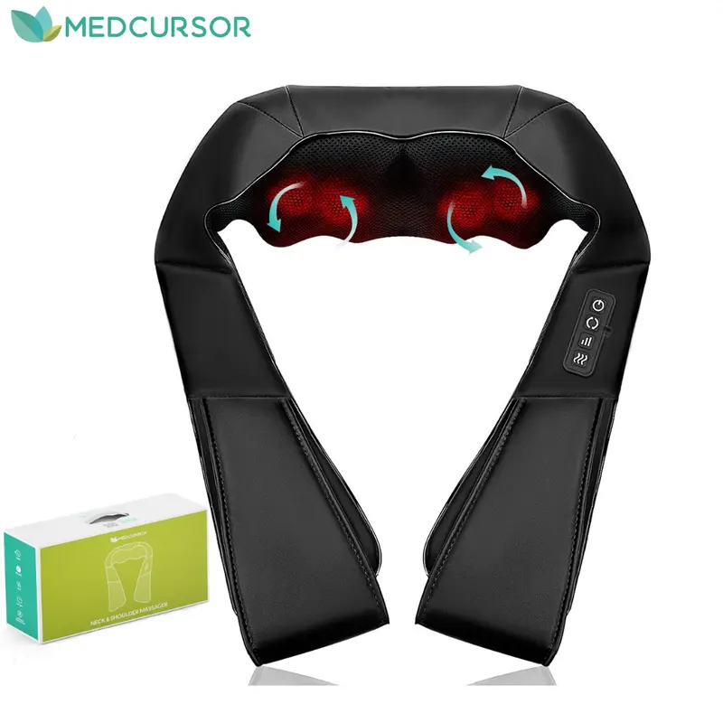 Medcursor shiatsu neck and shoulder massager with its package and power adapter